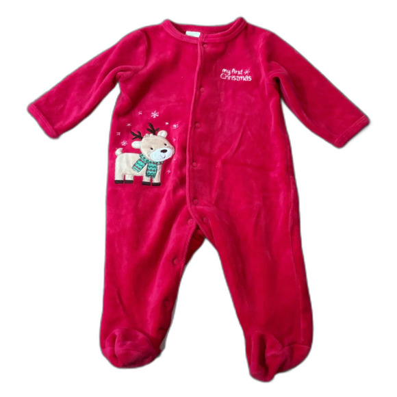 Baby's First Christmas Fleece Footed Sleeper Lot of 2 Carter's & Little Me 0-3M - Picture 2 of 7